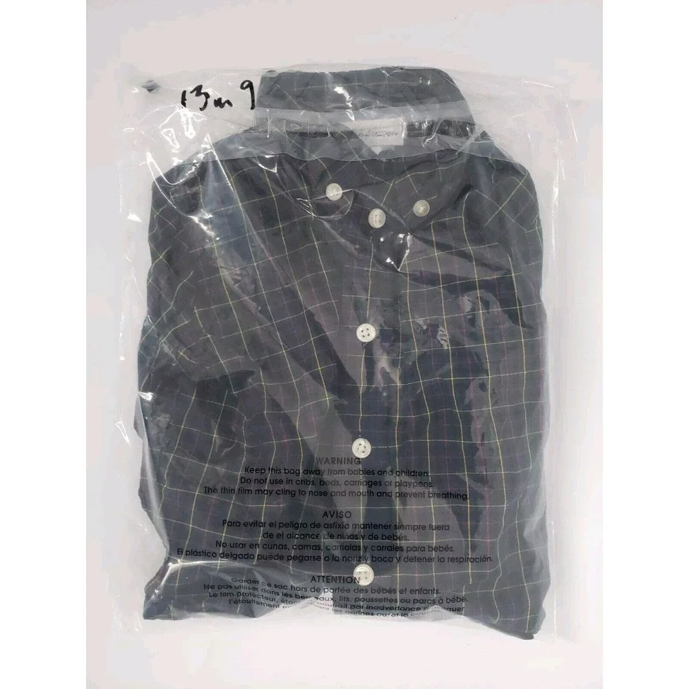 Ralph Lauren Shirt Boy 6M Months Tartan Dark Plaid Striped Long Sleeve Button Up